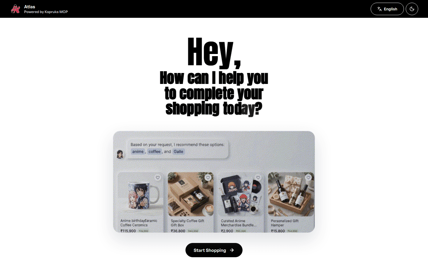 Atlas - Kapruka AI Shopping Agent website preview