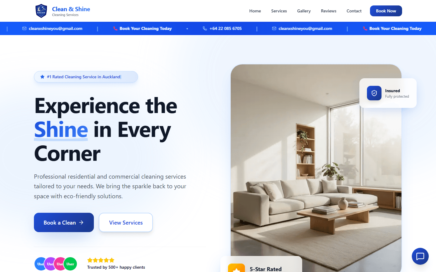 Clean & Shine - Cleaning Services NZ website preview