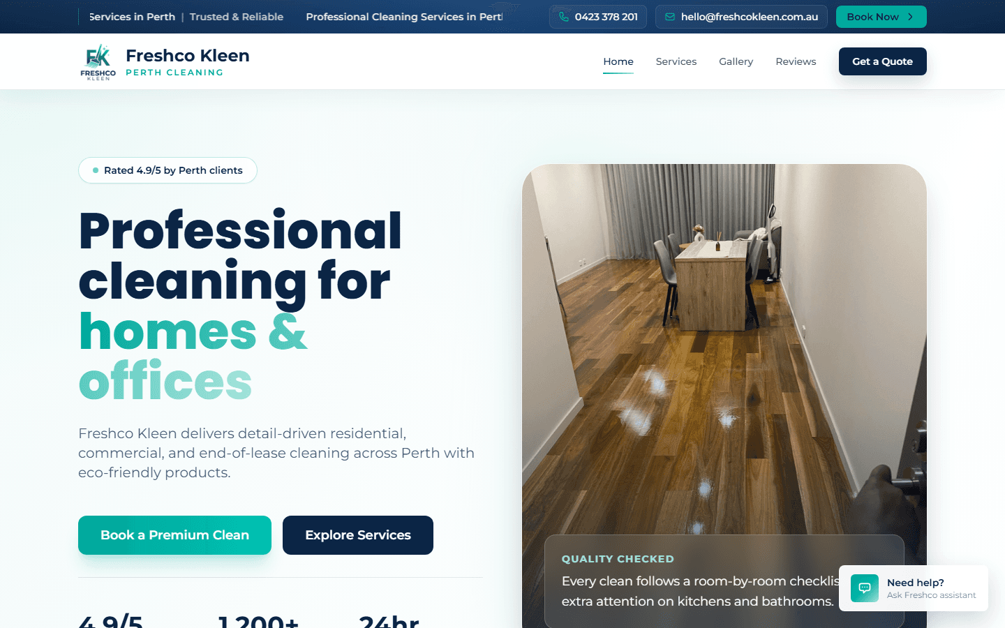 Freshco Kleen - Perth Cleaning Website website preview