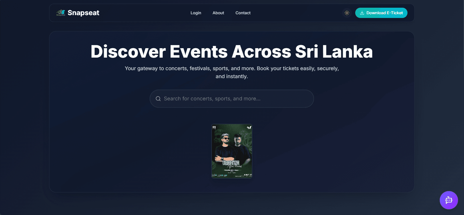 Snapseat.lk - Event Ticketing Platform website preview