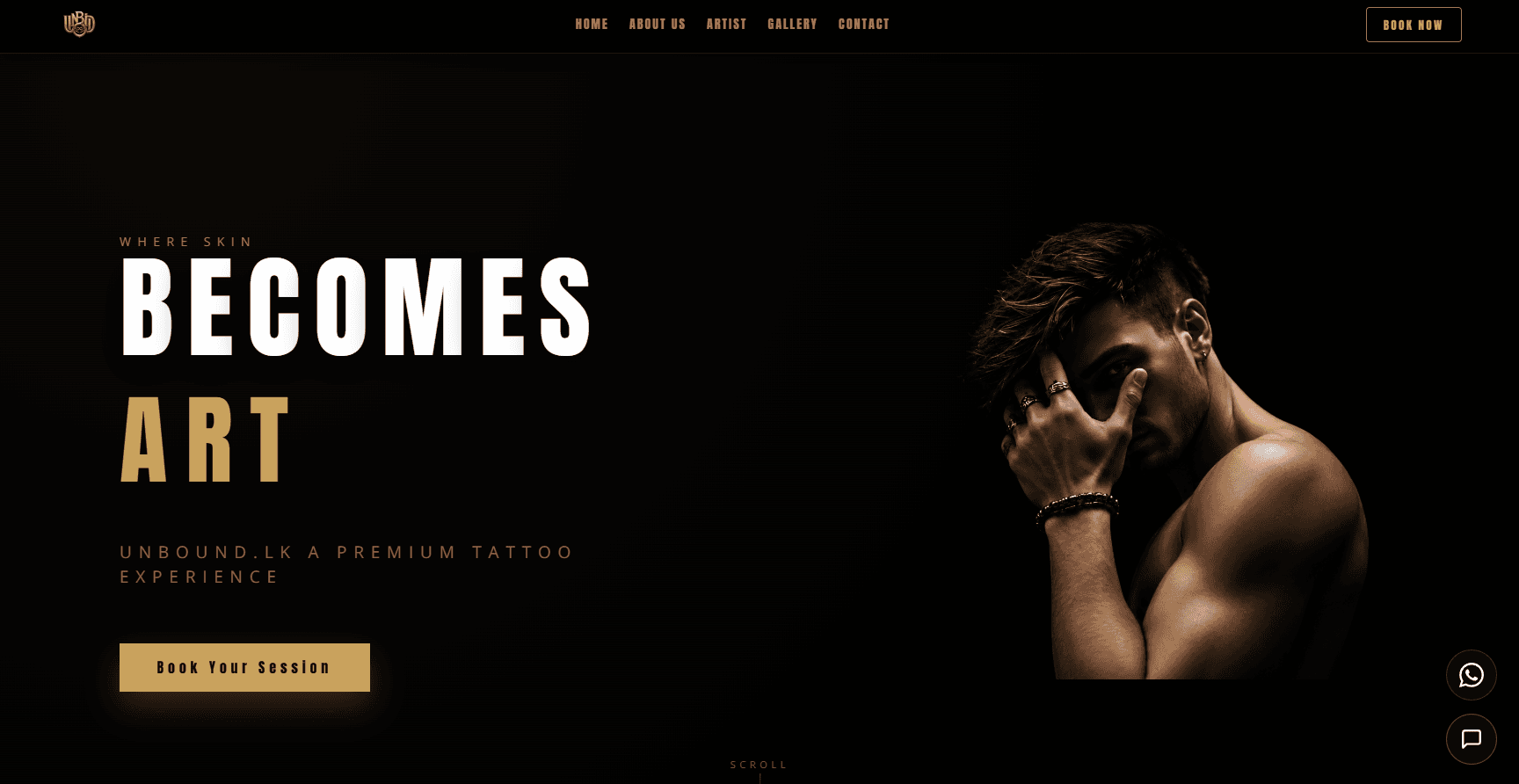 Unbound.lk - Premium Tattoo Studio website preview